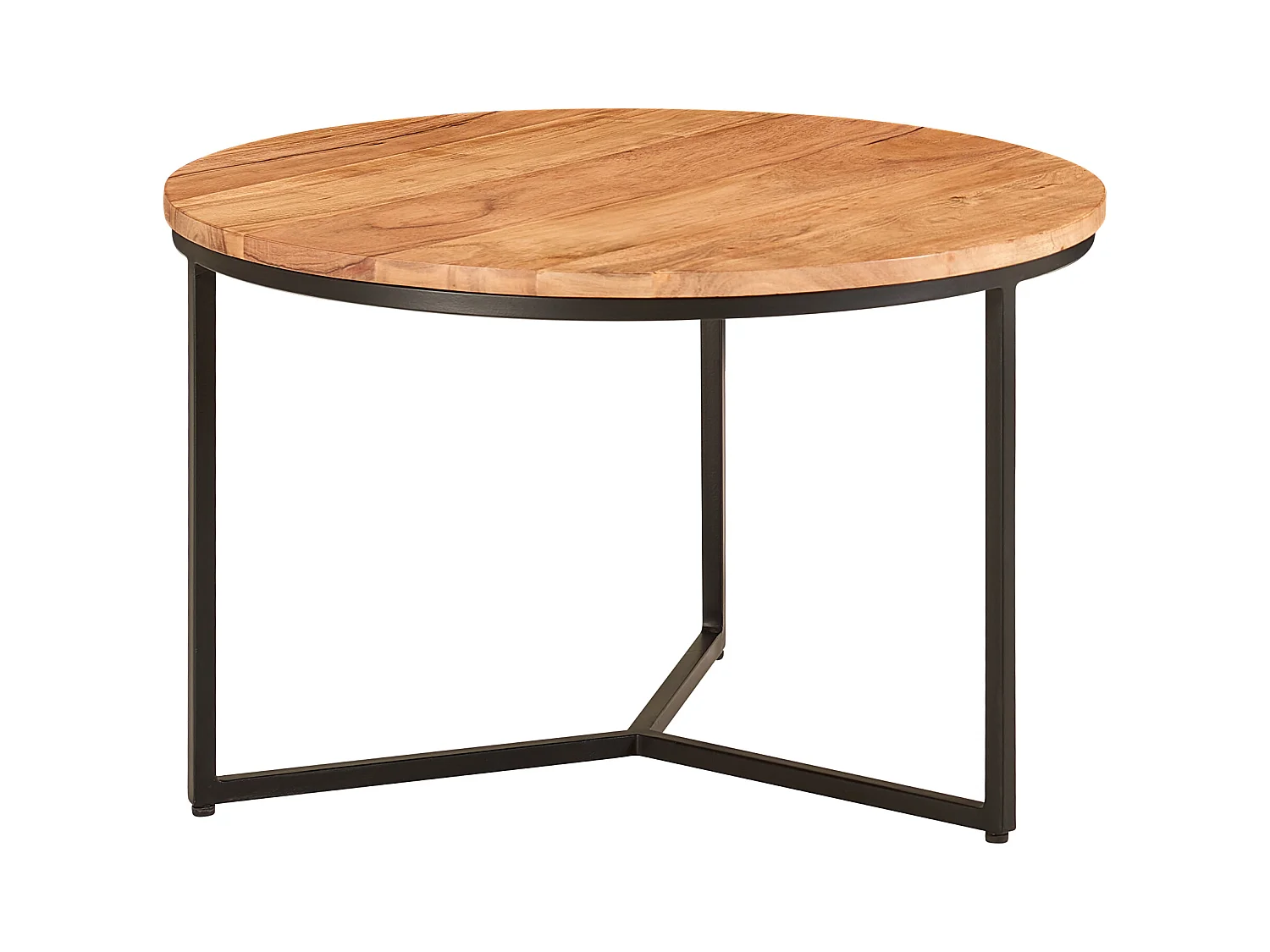 table basse 60x60x38 cm acacia bois massif / métal table basse design ronde | Table basse table basse solide | Petite table de salon