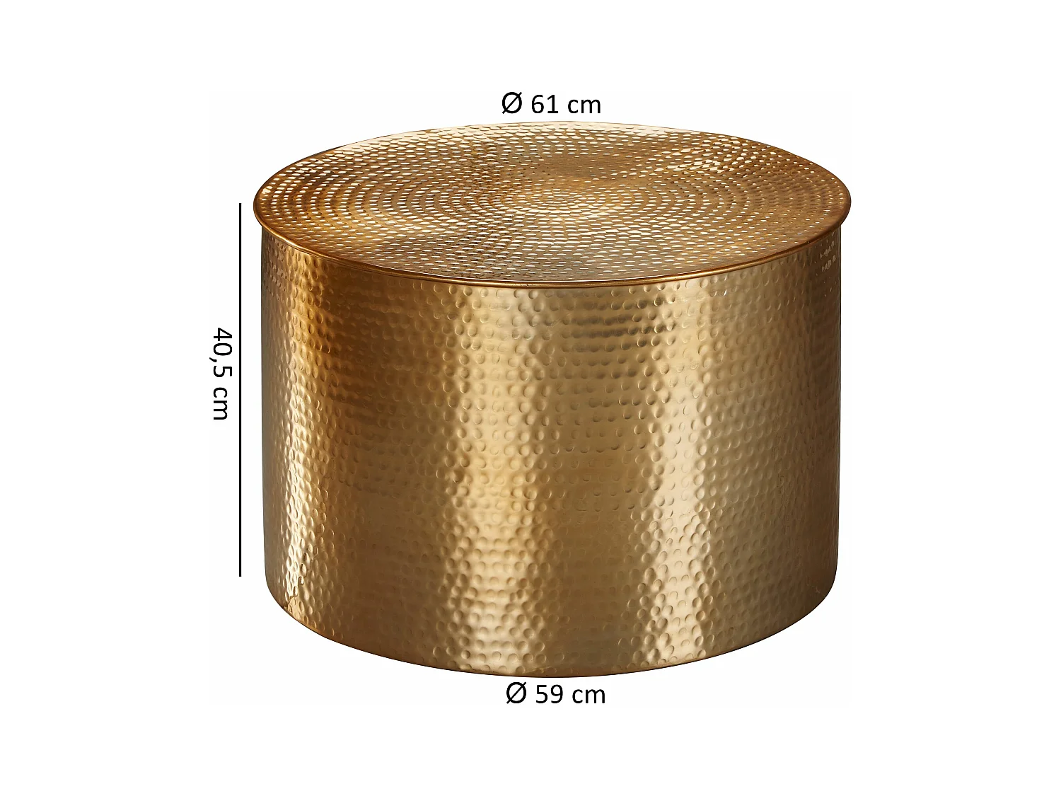 Table Basse De  Rahi 61 X 40,5 X 61 Cm Table D'Appoint D'Or En Aluminium Oriental Round |