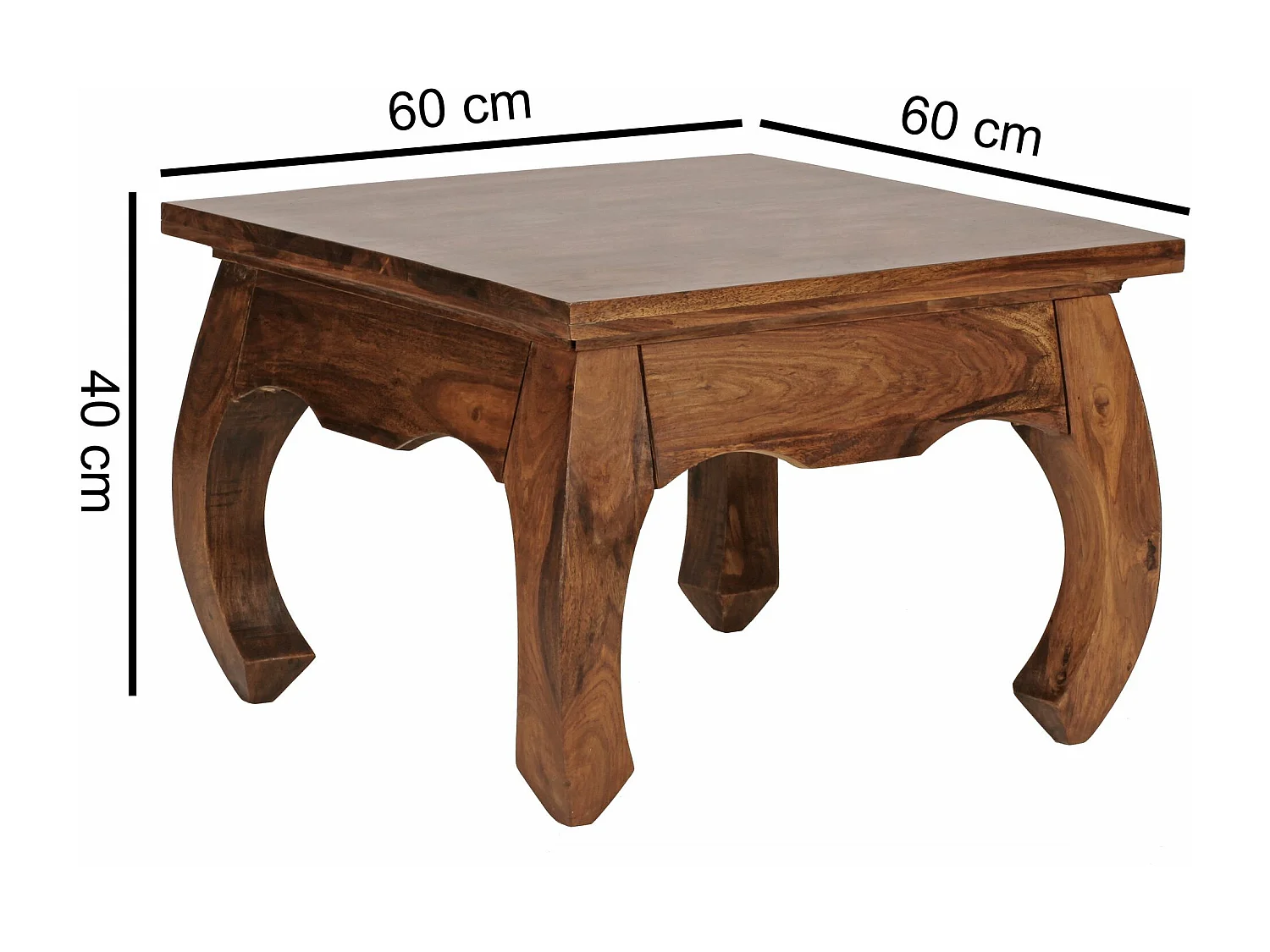 tavolino da caffè in legno massiccio Sheesham 60 cm di larghezza tavolino da caffè design marrone scuro stile country