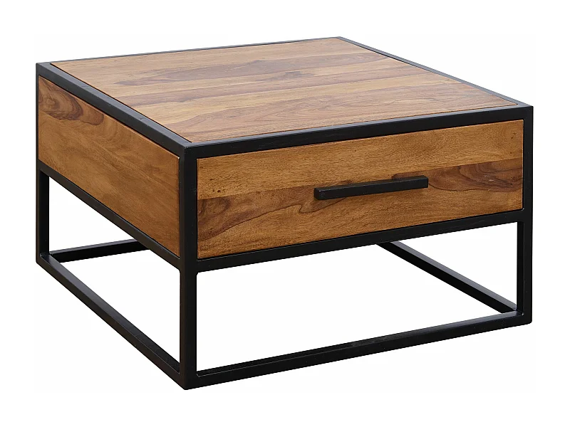 table basse table de canapé en bois massif / métal 65x38x65cm | Table basse design Sheesham |