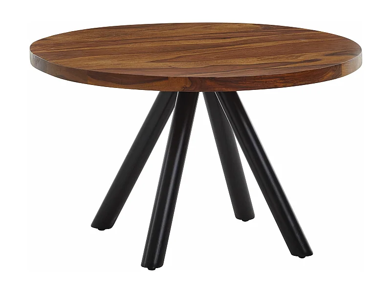 tavolino 60x60x35 cm in legno massiccio di sheesham / metallo tavolino rotondo | Tavolino di design tavolino massiccio | Tavolino tavolino soggiorno moderno