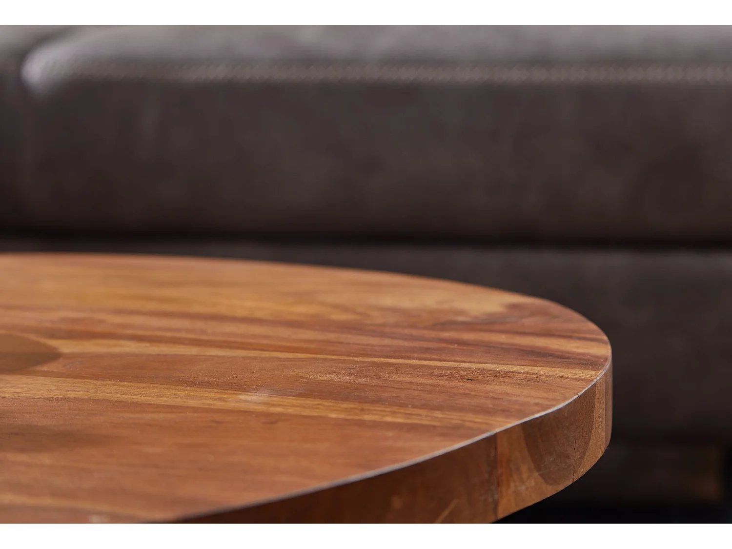 table basse 60x60x35 cm table basse en bois de sheesham massif / métal ronde | Table de salon