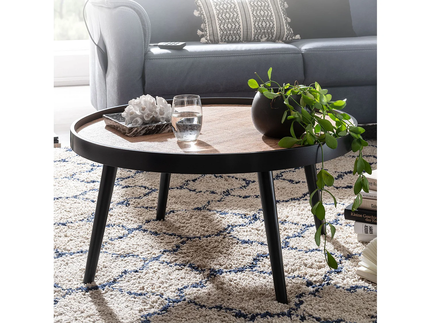 table basse ronde 76x76x40 cm table basse marron noir moderne | Table basse ronde | Grande table de salon | Table basse table de salon