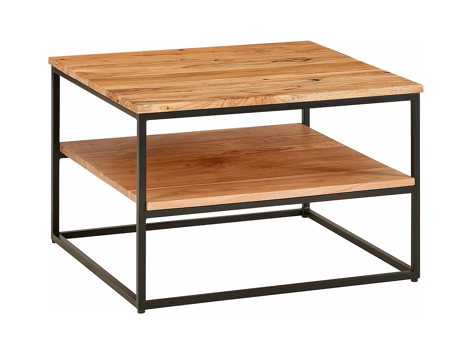 salontafel 60x60x41 cm massief houten metalen salontafel salontafel acacia | IndustriÃ«le kamertafel met opbergruimte | Vierkante houten tafel, stevige salontafel