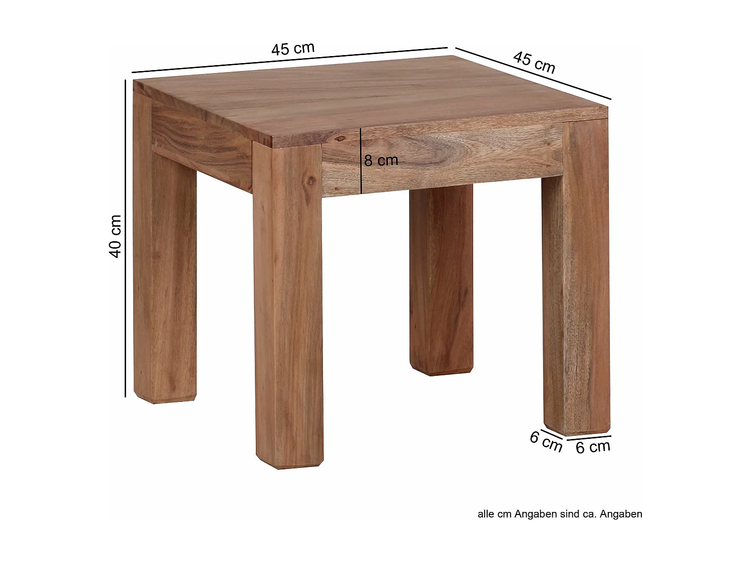 Table Basse En Bois Massif Solide D'Acacia 45 Cm De Large Table De Salon Design Brun