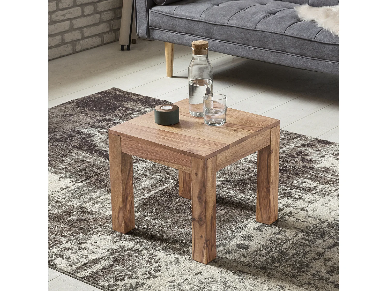 table basse en bois massif d'acacia 45 cm de large table de salon design brun table d'appoint de