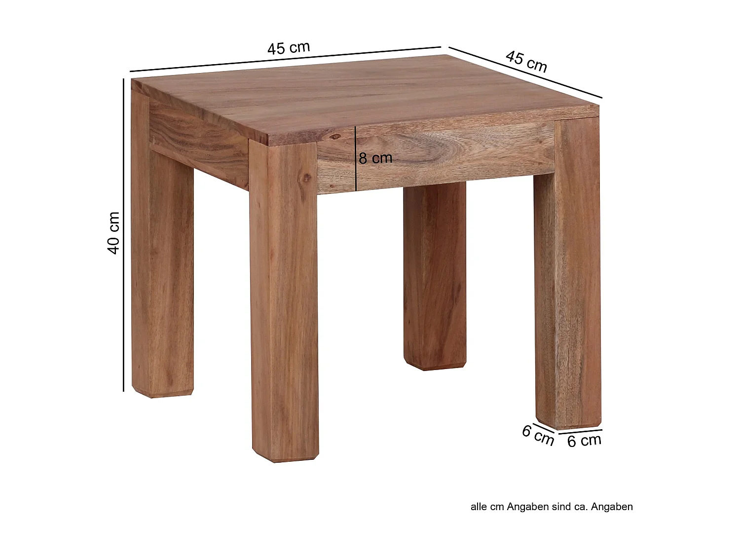 table basse en bois massif d'acacia 45 cm de large table de salon design brun table d'appoint de