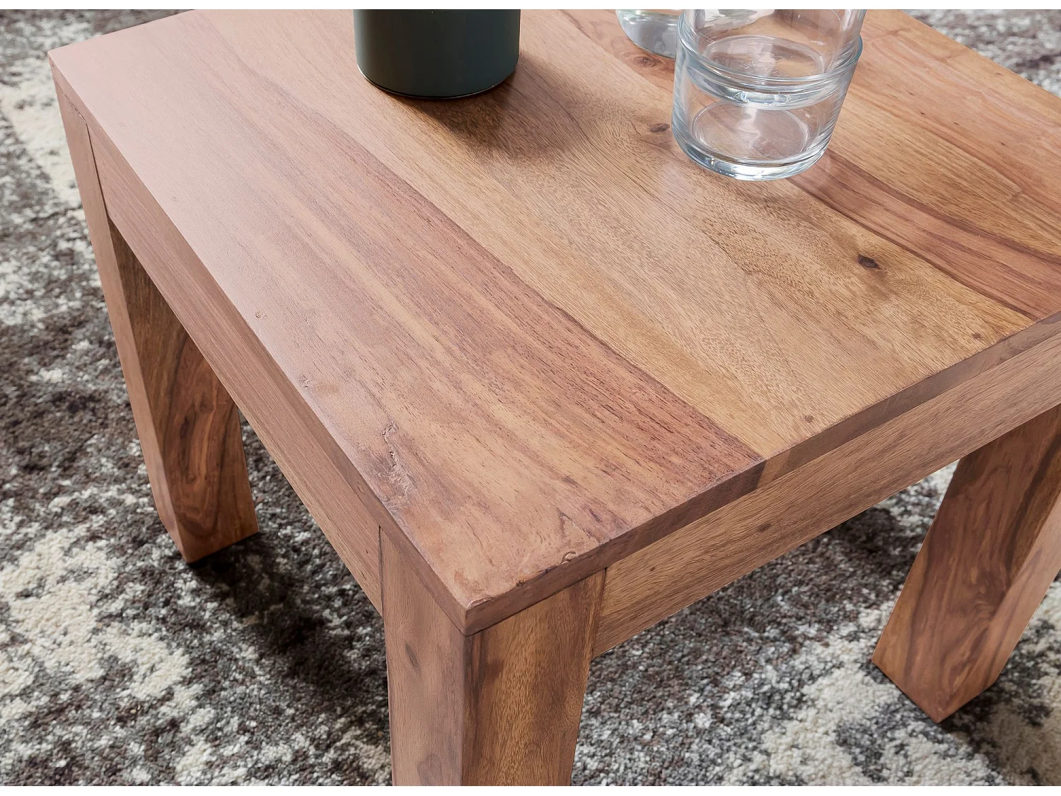 table basse en bois massif d'acacia 45 cm de large table de salon design brun table d'appoint de
