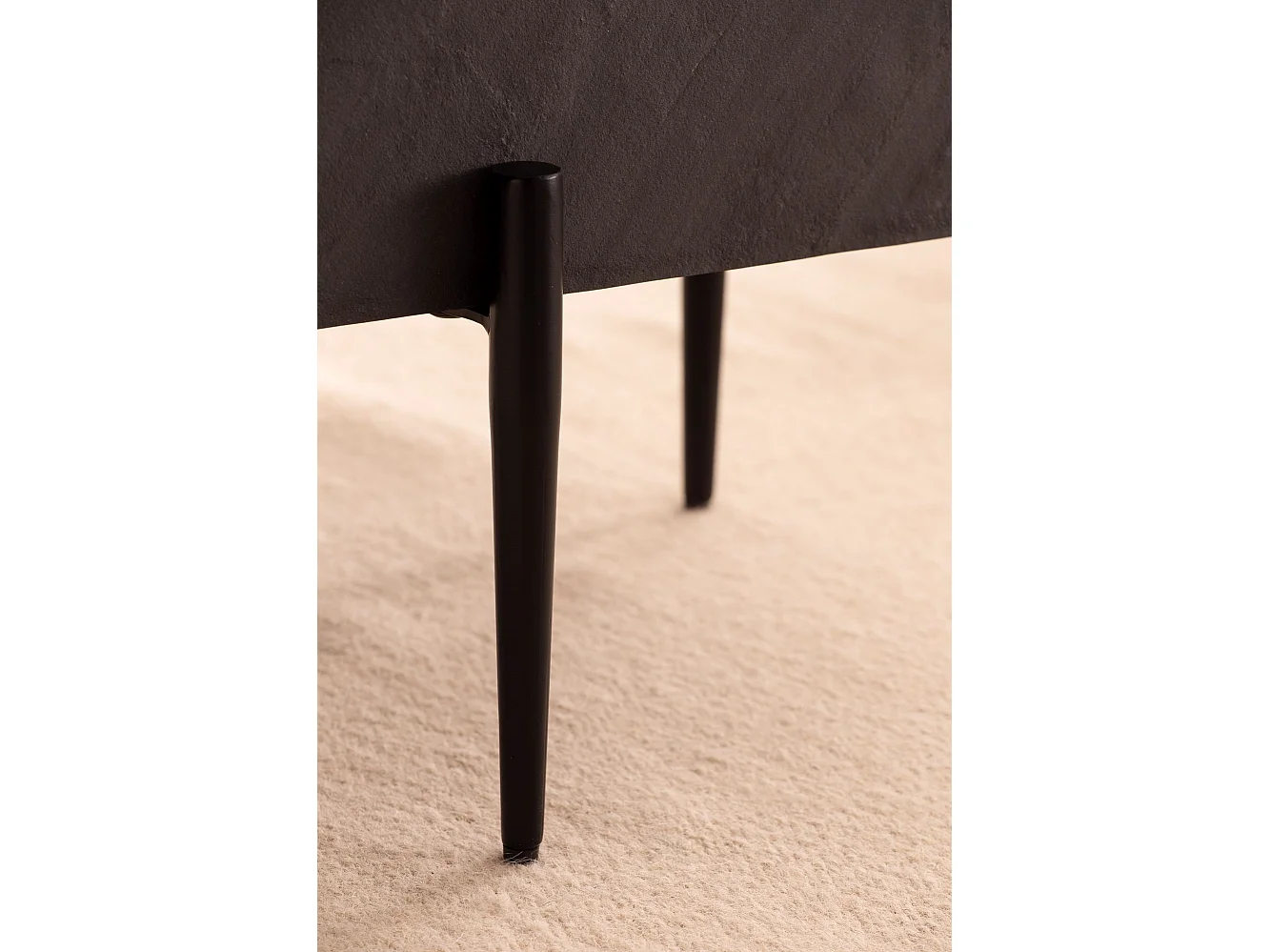 Table Basse de Salon Aspect Pierre / Mango Bois Massif 64x64x35 cm Carré | Petite Table de Canapé Anthracite | Design Table d'appoint Style Moderne