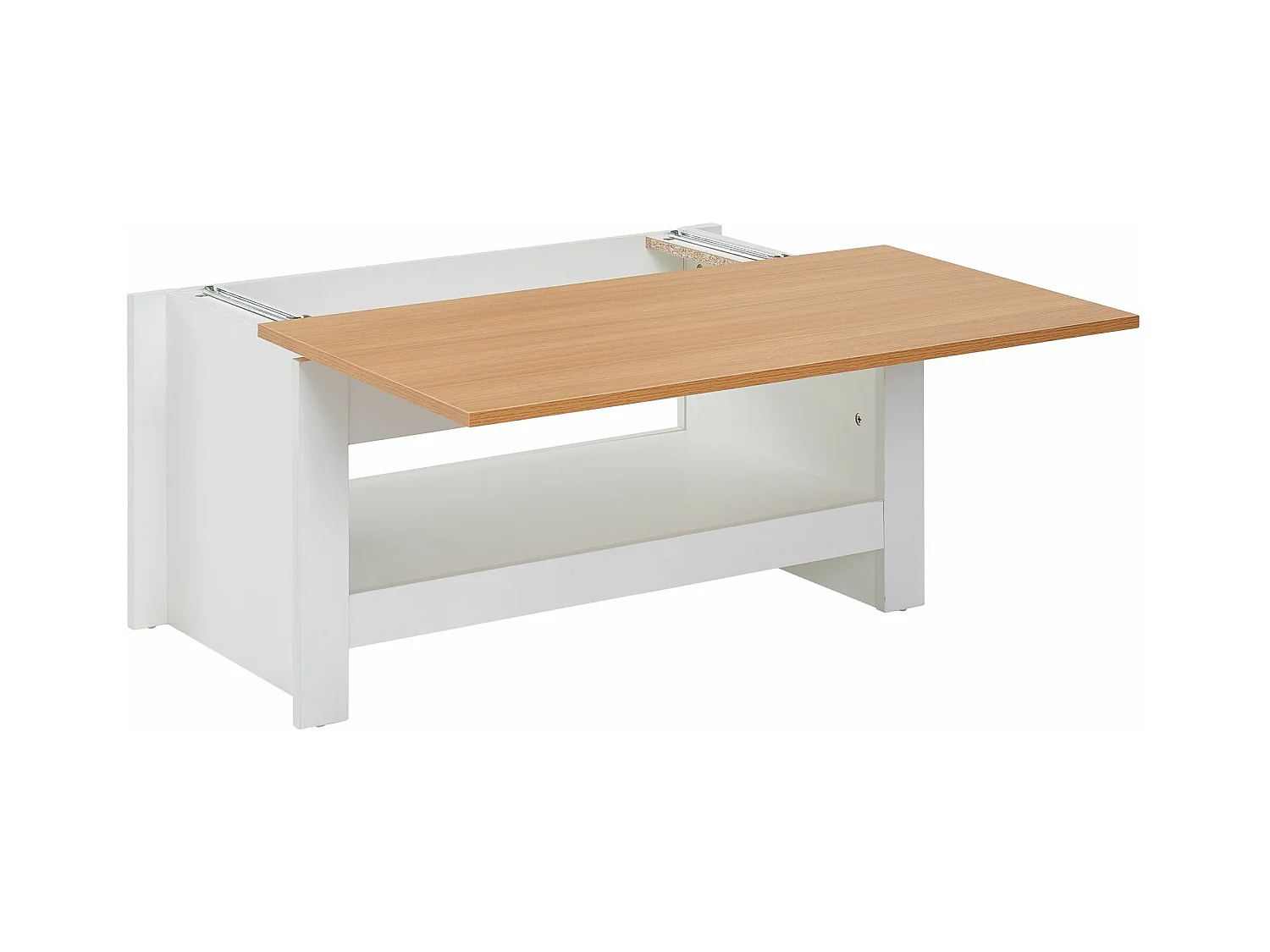 basse design  85 X 47 X 45 cm blanc / chêne | Table de salon avec rangements | Table basse avec compartiment de rangement Moderne | Table basse carrée