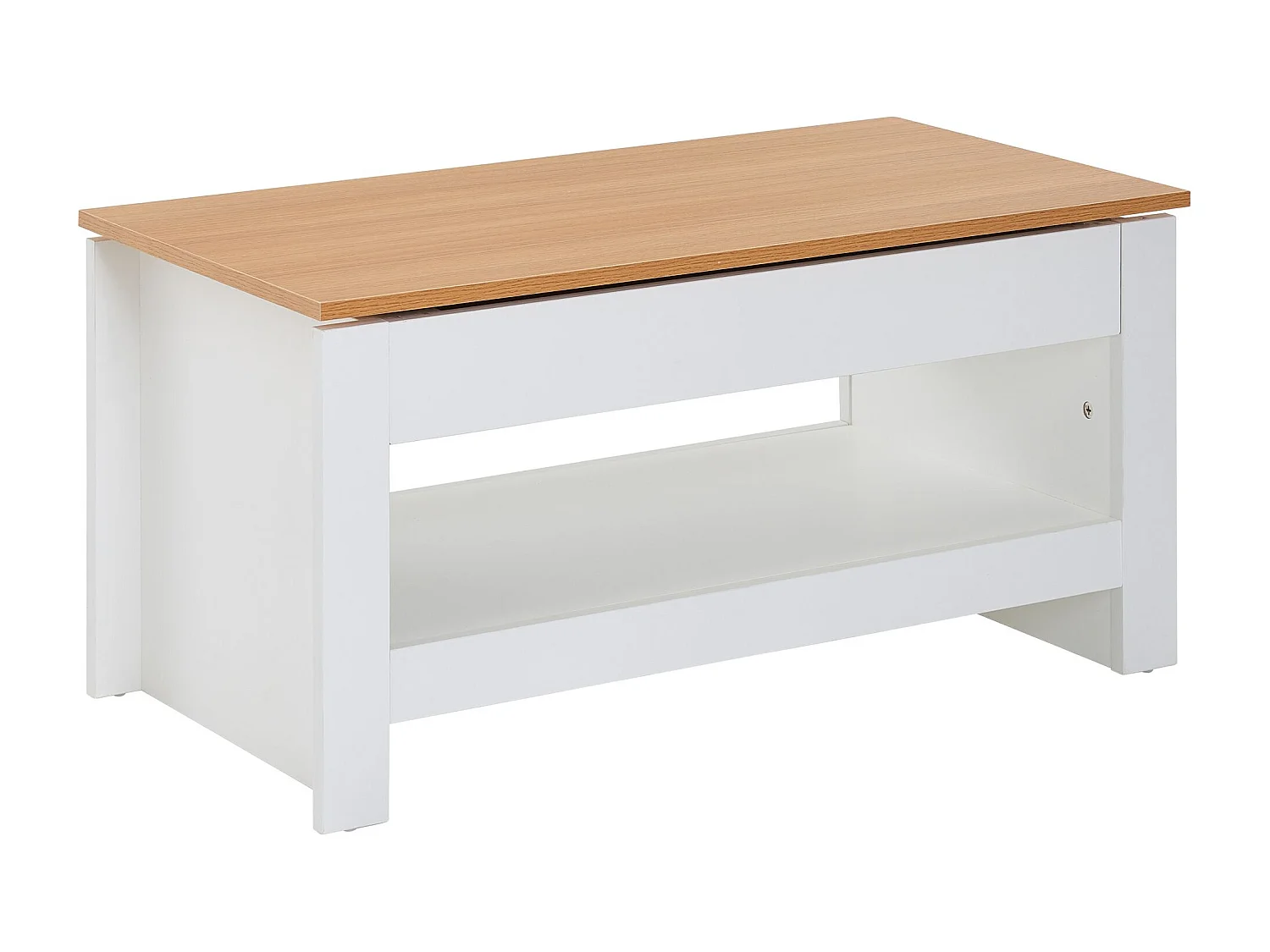 basse design 85 X 47 X 45 cm blanc / chêne | Table de salon avec rangements | Table basse avec
