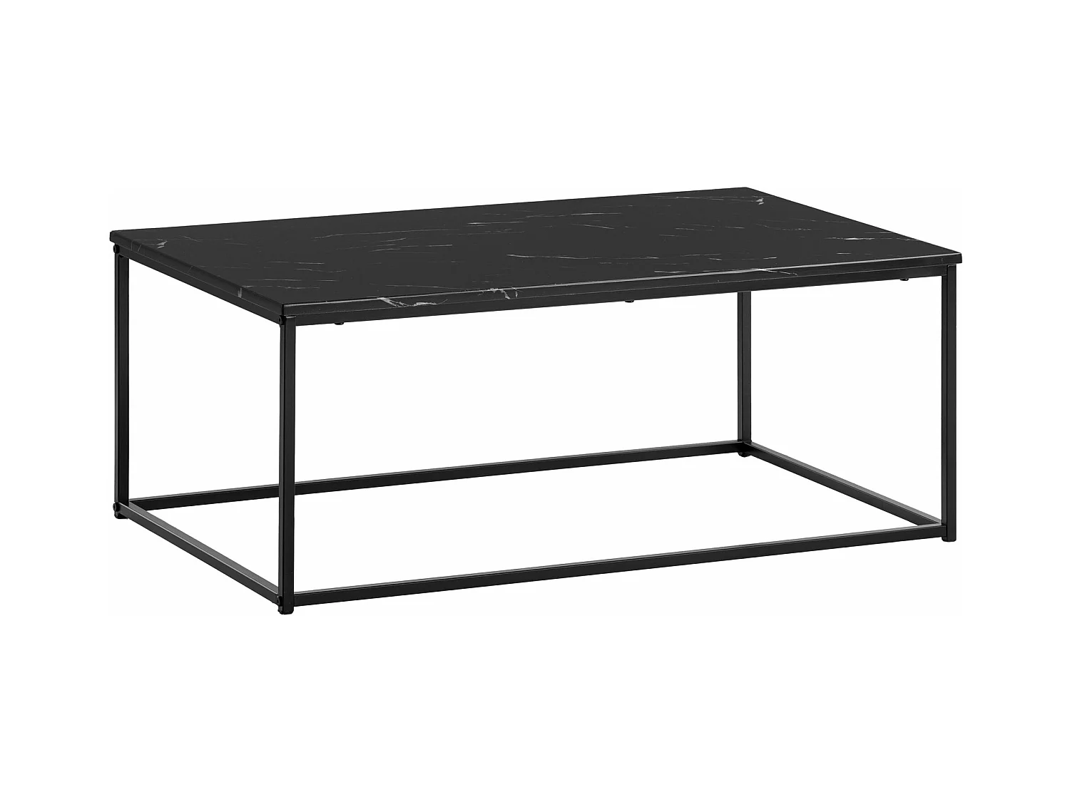 table basse 100x60x40 cm aspect marbre noir, table de salon avec structure en métal, table de canapé table carrée salon, table d'appoint