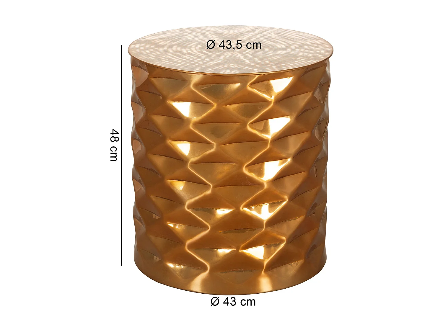 Table GOPAL 43,5x48x43,5 cm Table basse en aluminium d' or rond Oriental | Table basse plate en
