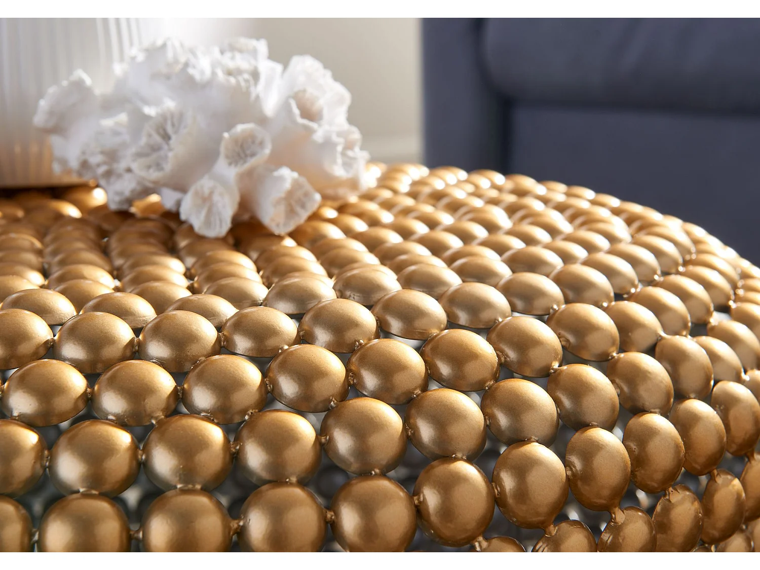 tavolino alluminio oro 60x60x30 cm tavolino metallo rotondo | tavolino design alluminio orientale | tavolino rotondo piccolo