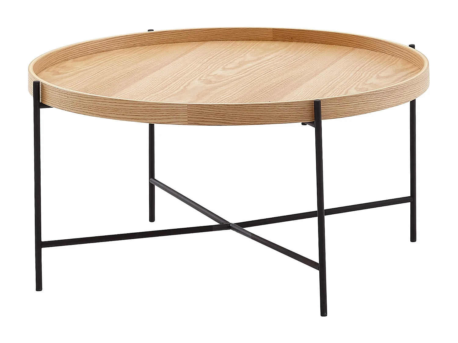 Mesita 78x78x40 cm Mesita Mesita madera / metal Mesa de salón roble | Mesa de sala de diseño moderna redonda | Mesa de centro de madera | Sala de estar de mesa