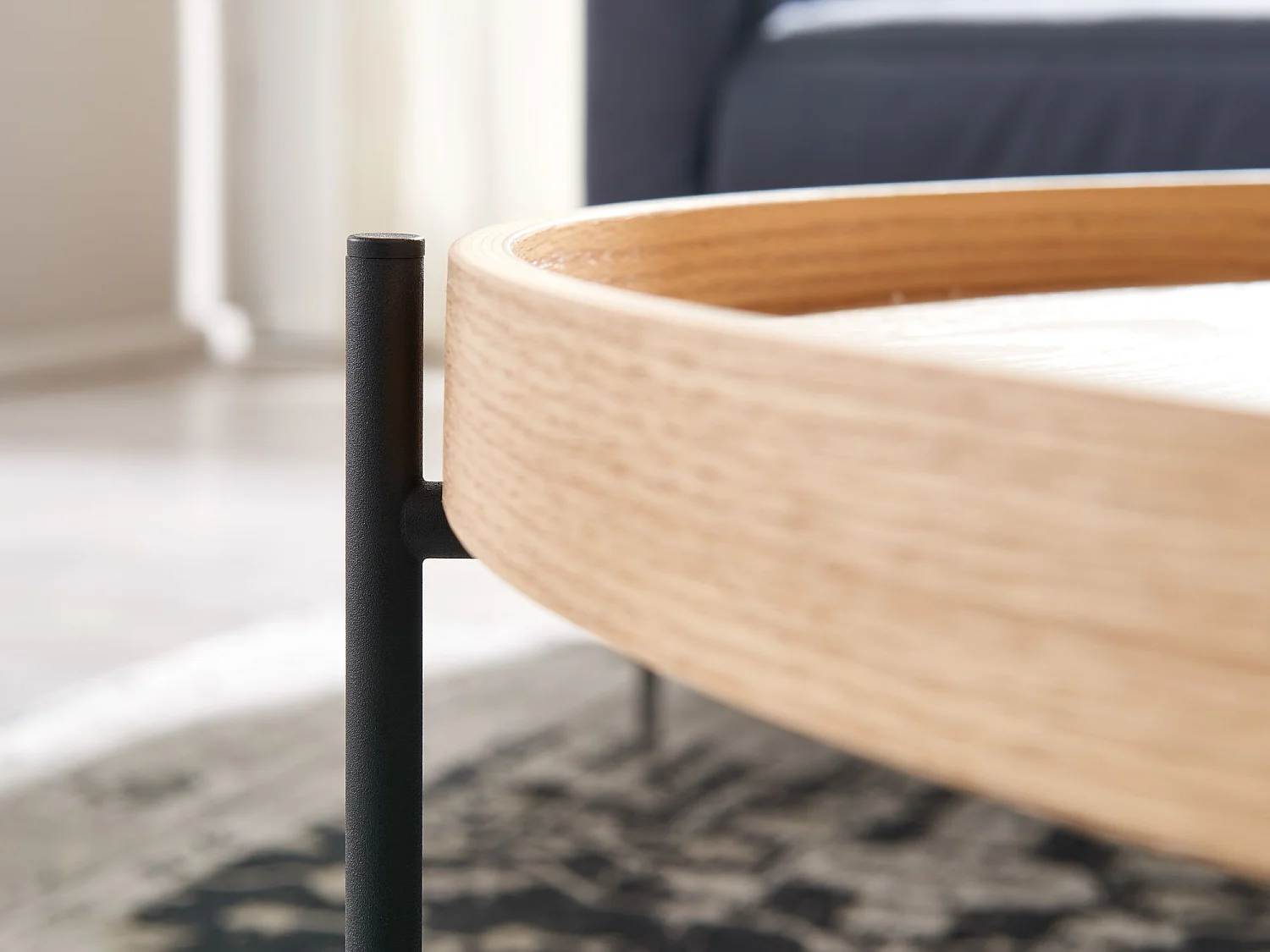 Mesita 78x78x40 cm Mesita Mesita madera / metal Mesa de salón roble | Mesa de sala de diseño moderna redonda | Mesa de centro de madera | Sala de estar de mesa
