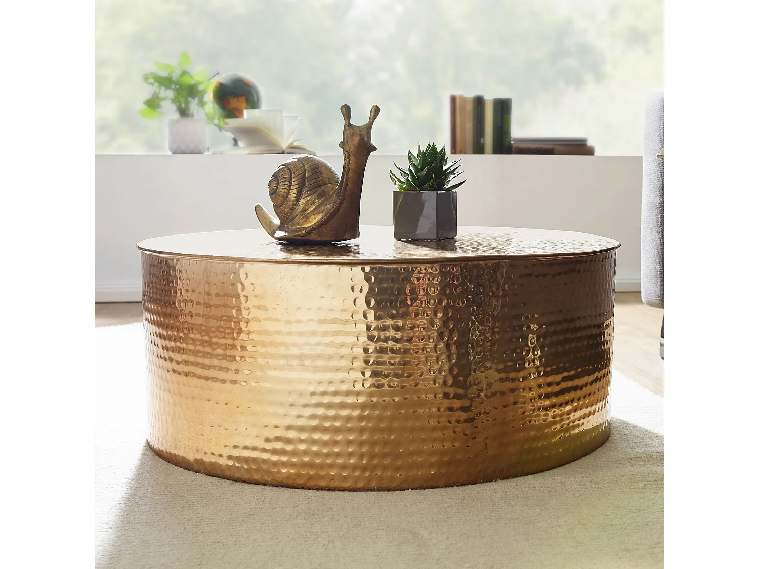 table d'appoint RAHI 75x31x75 cm table d'appoint en aluminium or oriental rond | Table basse