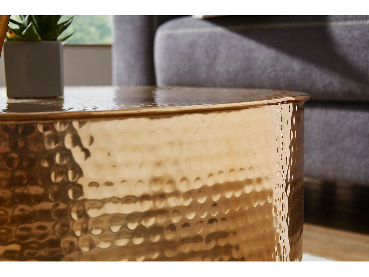 table d'appoint RAHI 75x31x75 cm table d'appoint en aluminium or oriental rond | Table basse