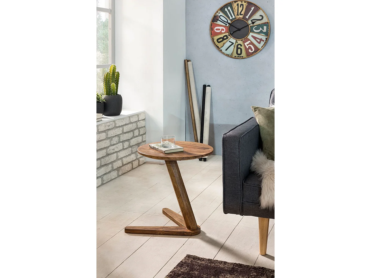 table d'appoint BOHA table de salon design en bois massif de sheesham 45 x 45 cm table de chevet