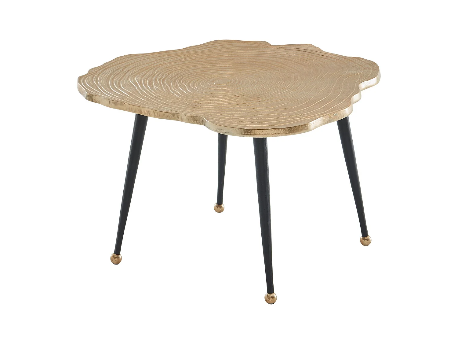 Table Basse de Salon Métal 64x64x37 cm Disque d'arbre Aluminium Or | Petite Table de Canapé | Design Table d'appoint Style Moderne