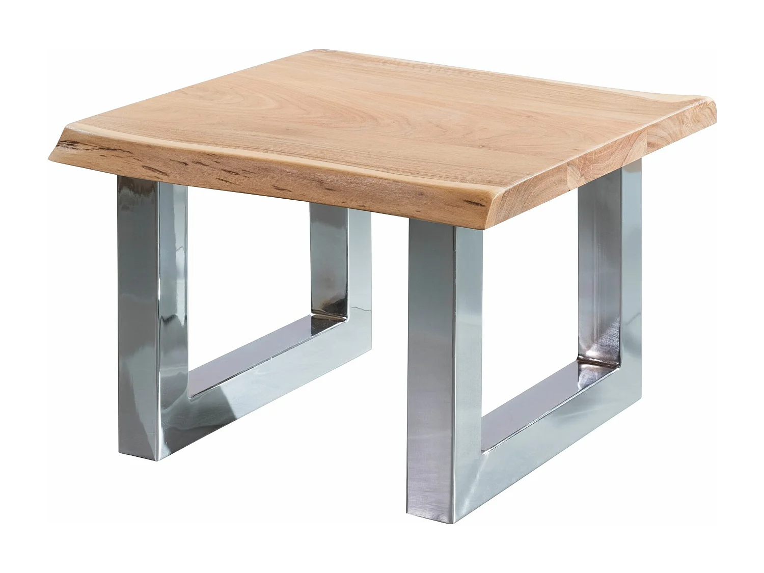 Table basse de ASURA 58 x 40 x 60 cm Structure métallique en bois massif Acacia Brown | Tronc