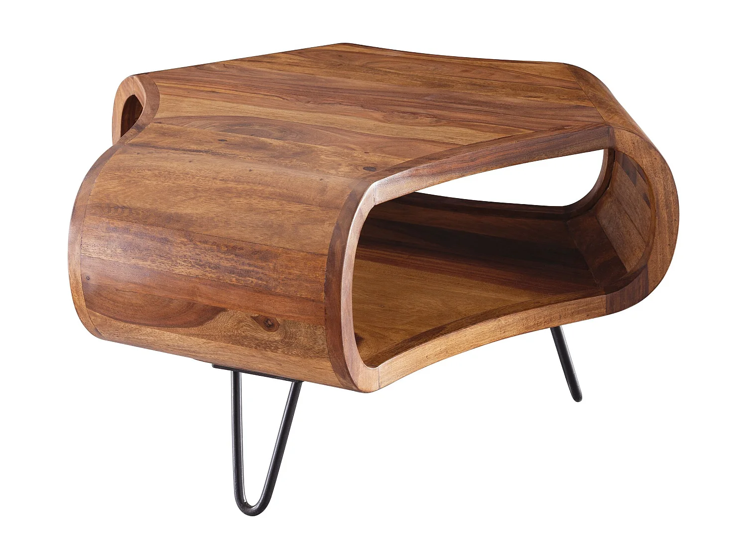 Mesa de centro WL5.603 Sheesham 60x60x35 cm Estante de