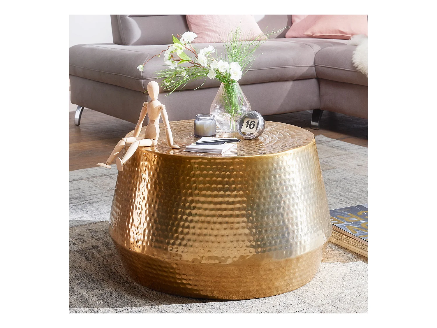 Table Basse  Mahesh 60X36X60 Cm Table D'Appoint En Aluminium Rond Oriental | Table Basse