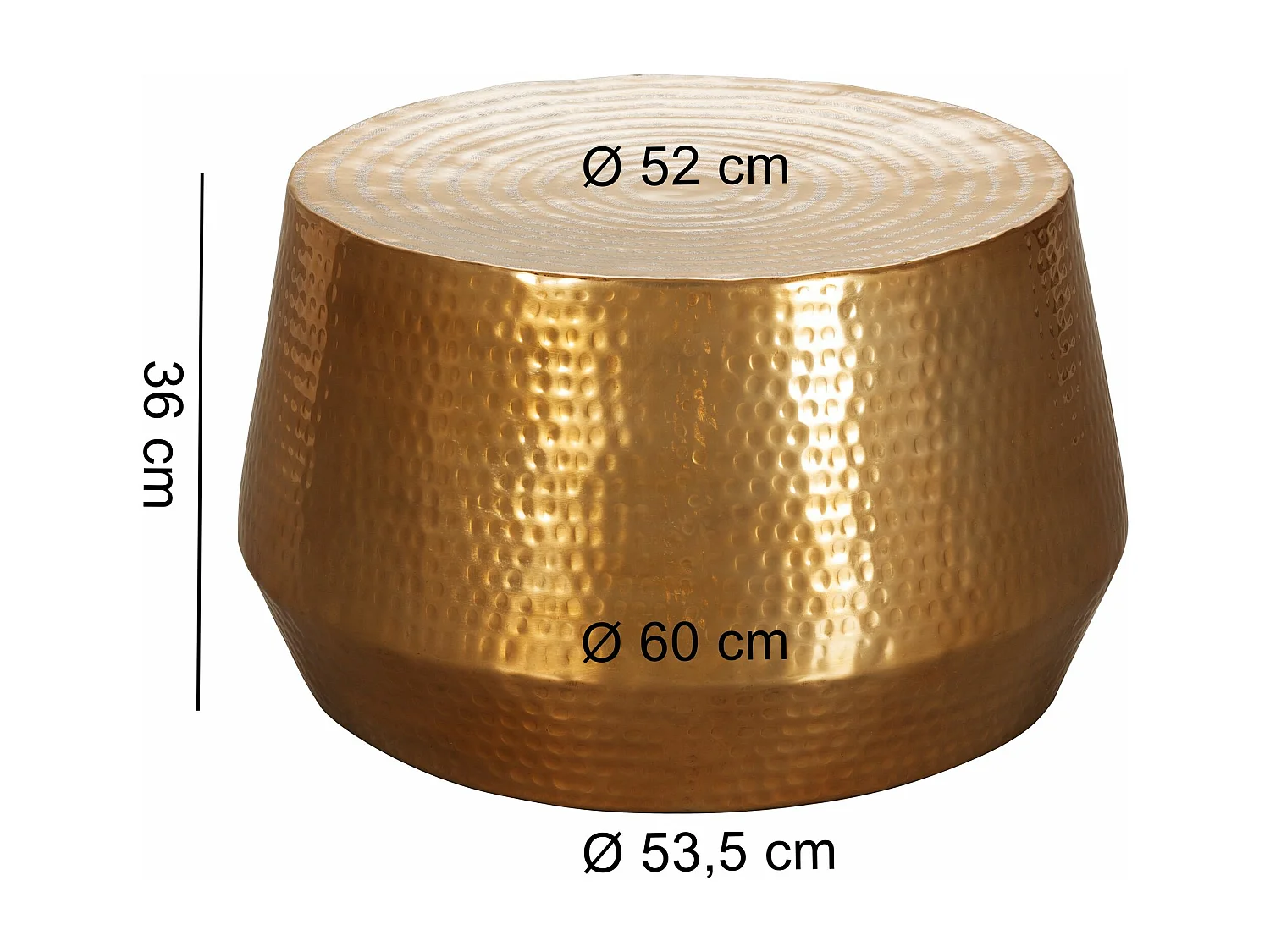 salontafel MAHESH 60x36x60 cm aluminium bijzettafel Gold Oriental round | Plat gehamerd