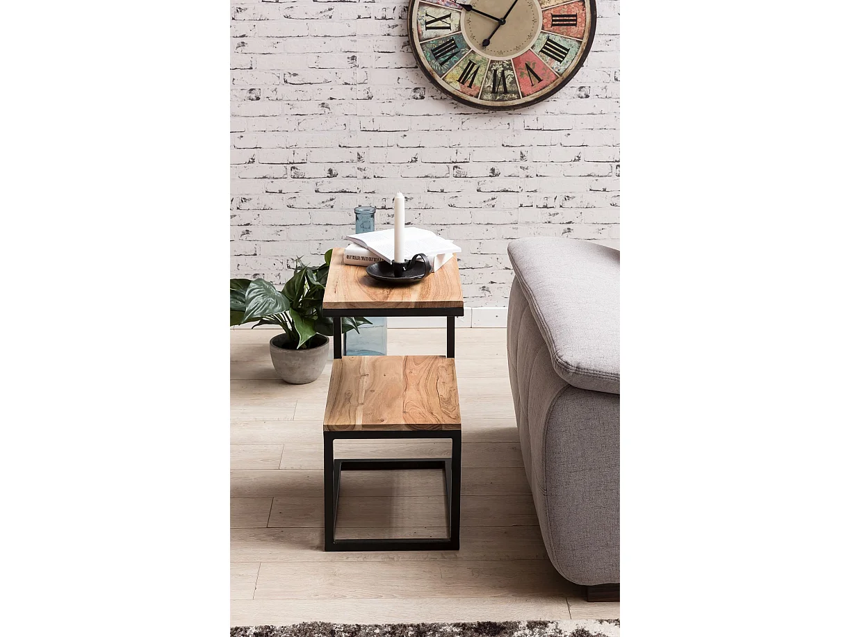 tafel AKOLA S-vorm massief hout acacia / metaal 45 x 60