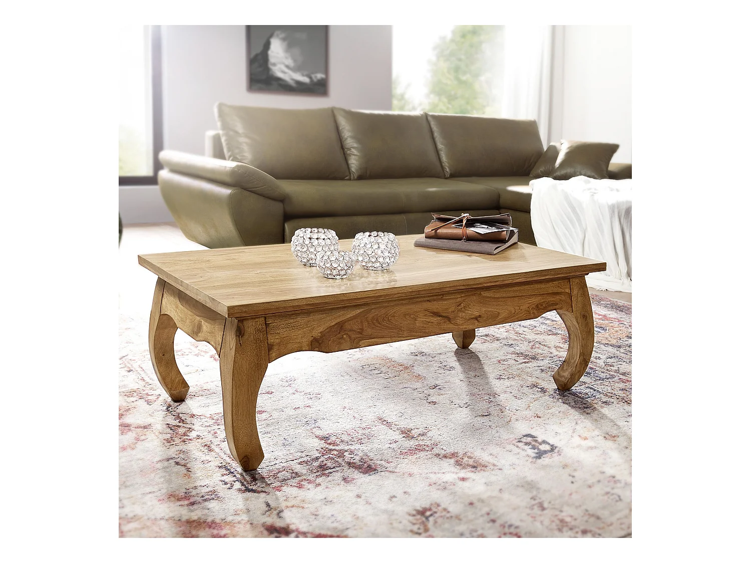 Table basse en bois massif d'acacia 110 cm de large