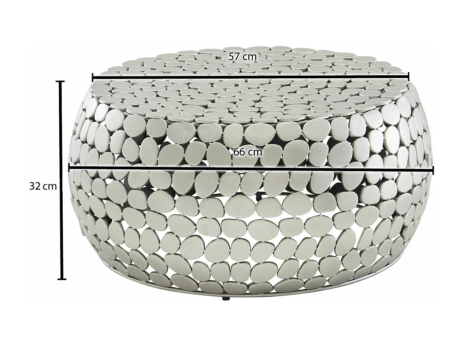 Table Basse de Salon Aluminium Argent 66x66x32 cm Ronde Métal | Petite Table de Canapé | Design Table d'appoint Style Moderne