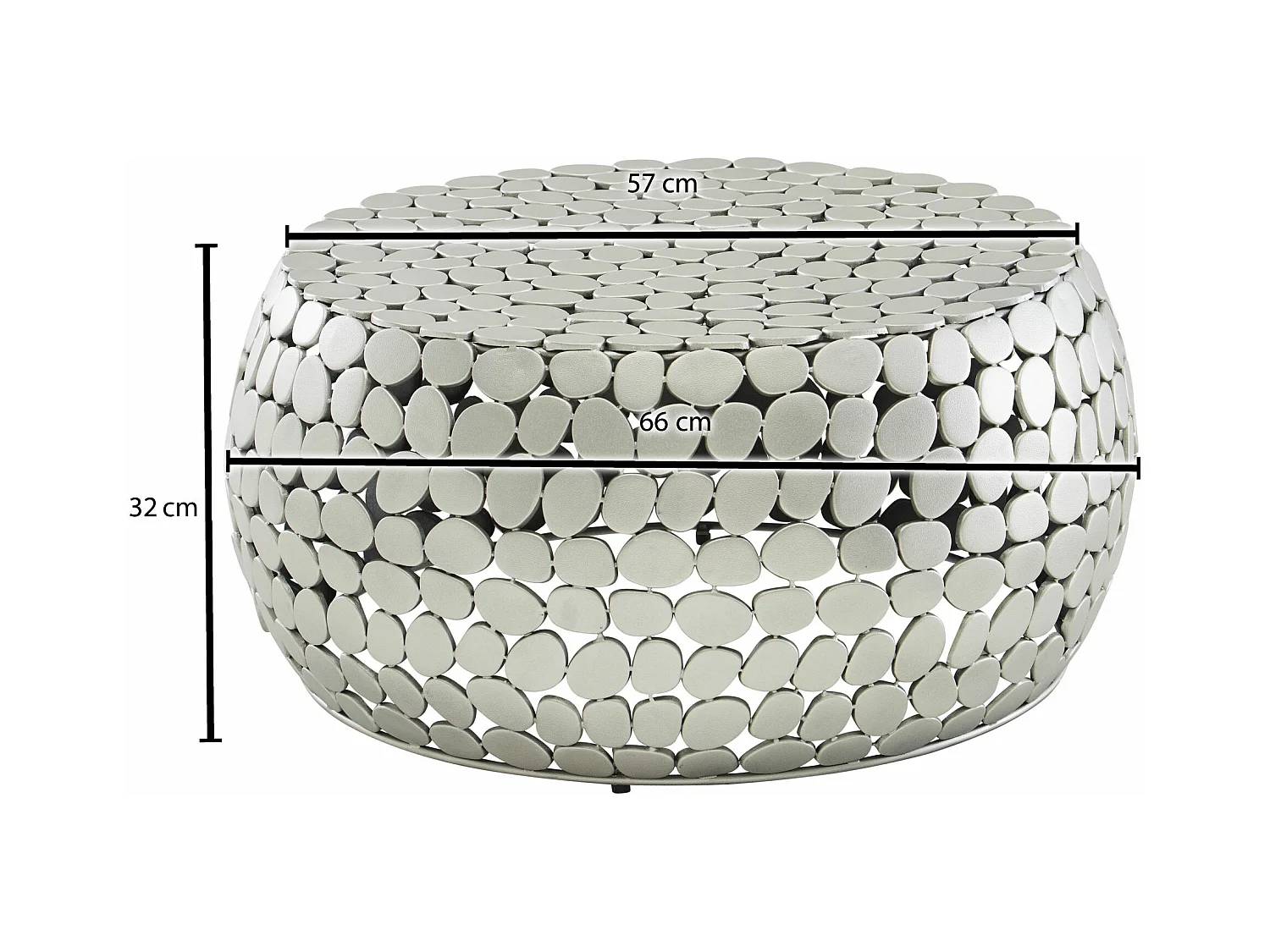 Table Basse de Salon Aluminium Argent 66x66x32 cm Ronde Métal | Petite Table de Canapé | Design Table d'appoint Style Moderne