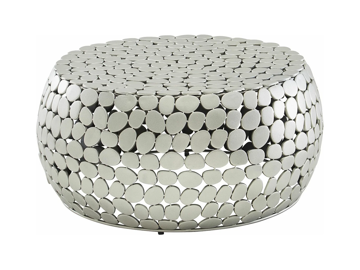 Table Basse de Salon Aluminium Argent 66x66x32 cm Ronde Métal | Petite Table de Canapé | Design Table d'appoint Style Moderne