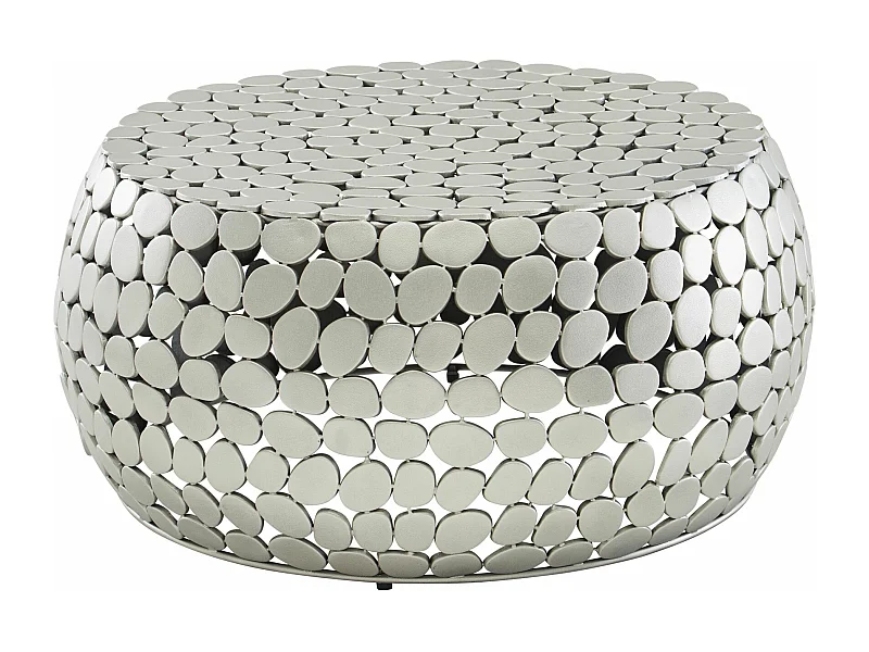 Table Basse de Salon Aluminium Argent 66x66x32 cm Ronde Métal | Petite Table de Canapé | Design