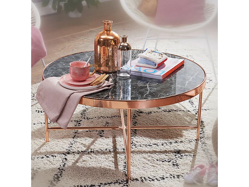 basse 60x30x60 cm Table basse en bois massif Sheesham | Table de salon design ronde | Table basse