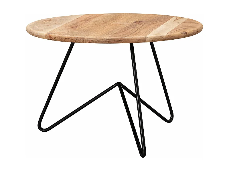 Table basse  60x39,5x60 cm  en bois massif / métal acacia