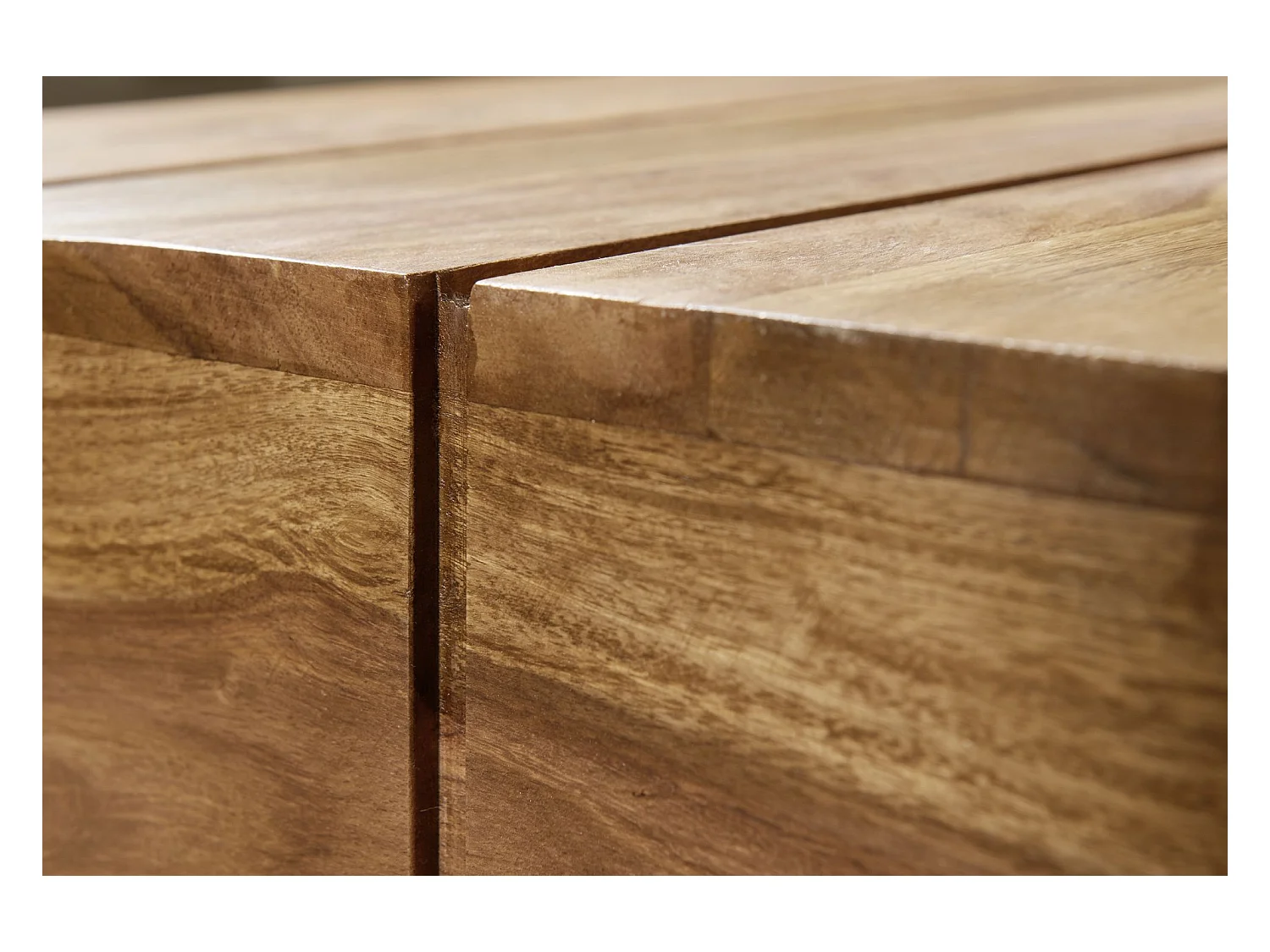 table basse LUCCA bois d'acacia massif 120 cm de large table de salon design marron foncé table d'appoint style maison de campagne