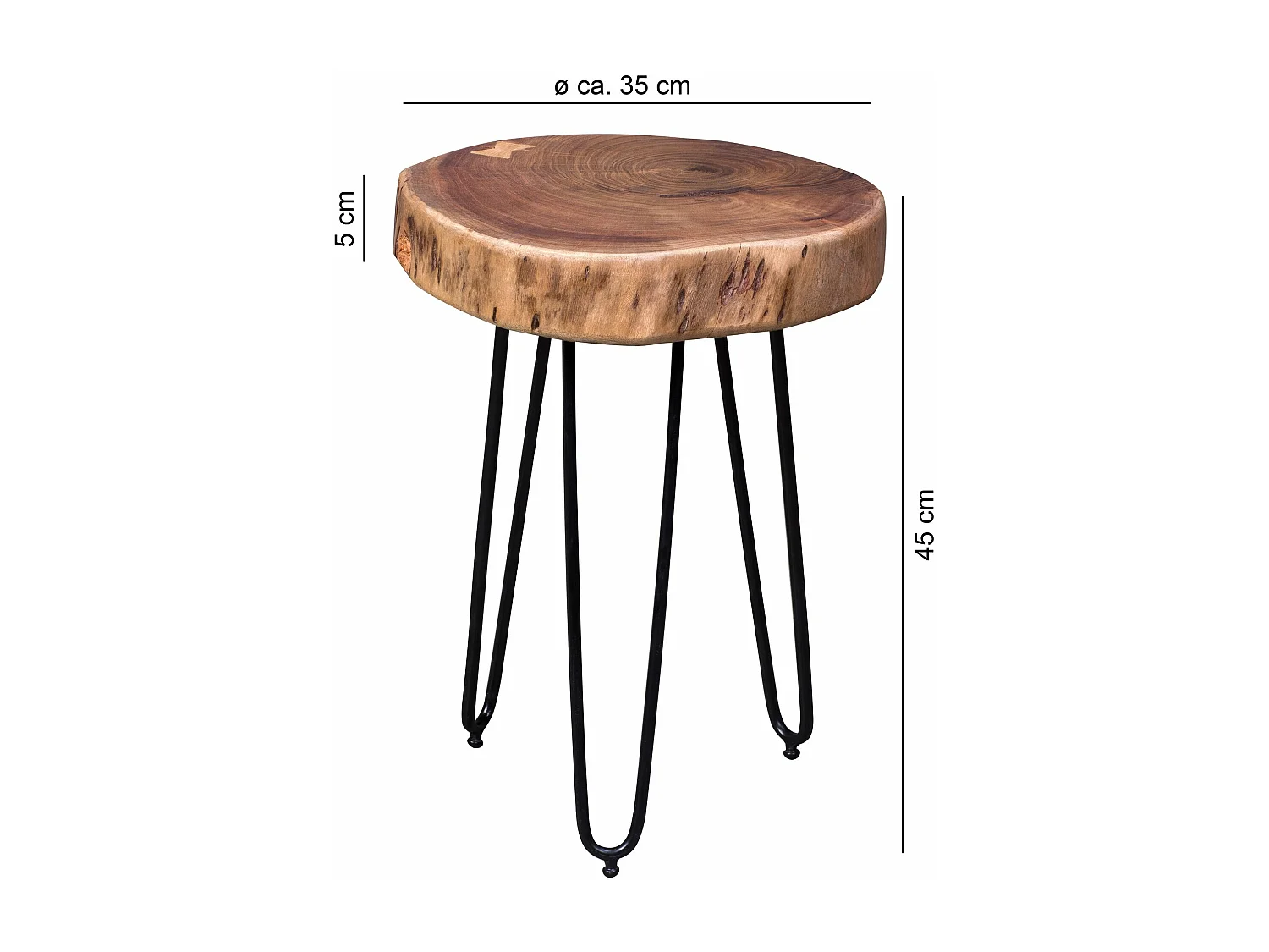 table d'appoint en bois d'acacia massif BAGLI 35 x 35 cm table de salon table d'appoint solide table en bois bord d'arbre en bois véritable