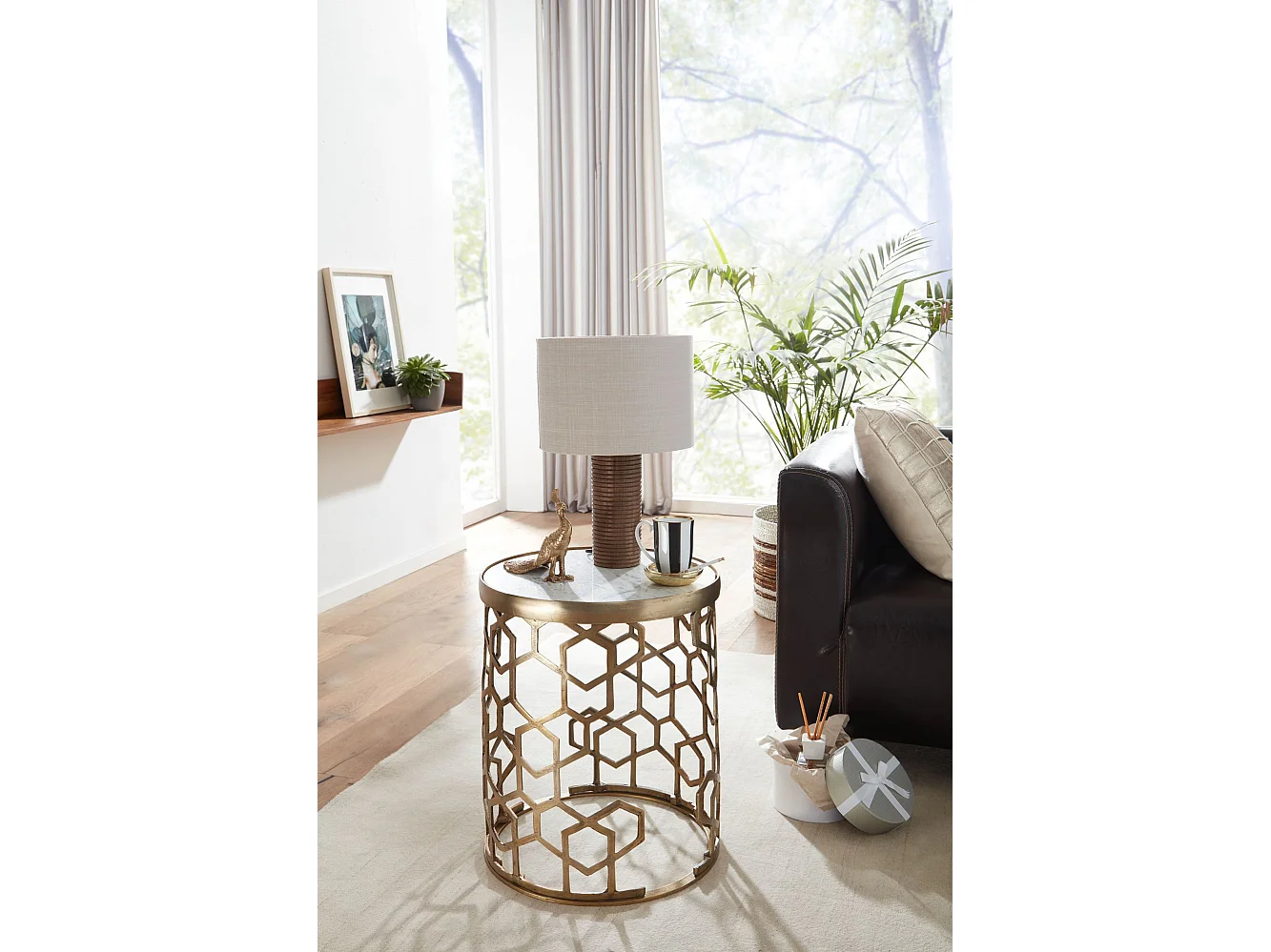 Sky Style Tule Ronde Bijzettafel Marmer / Goud