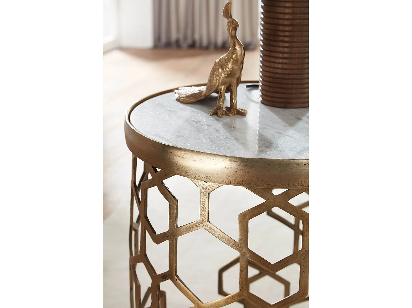 Sky Style Tule Ronde Bijzettafel Marmer / Goud