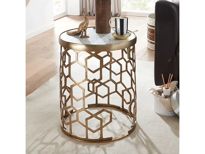 Sky Style Tule Ronde Bijzettafel Marmer / Goud