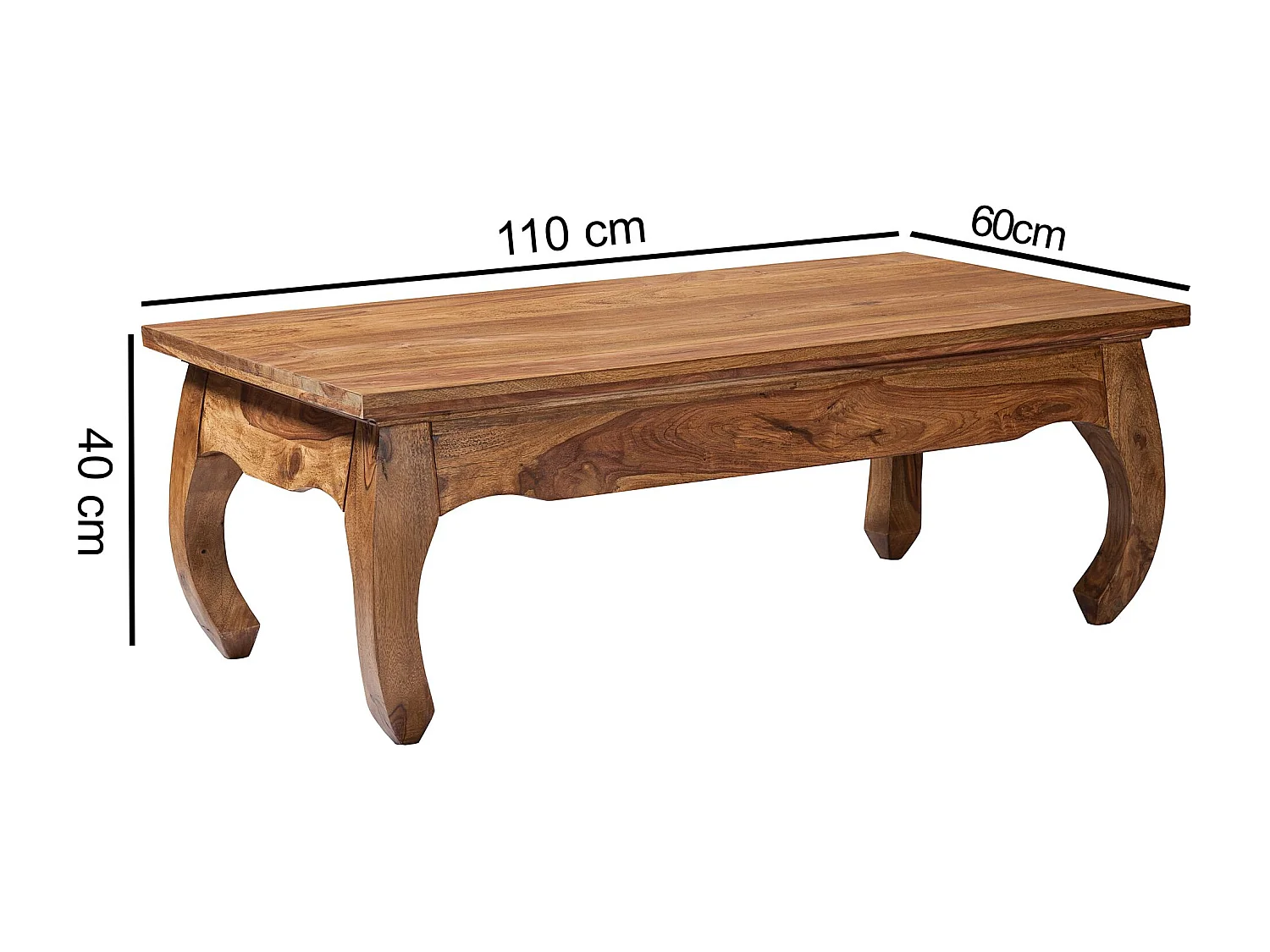 table basse en bois massif Sheesham 110 cm de large table de salon design table d'appoint de style