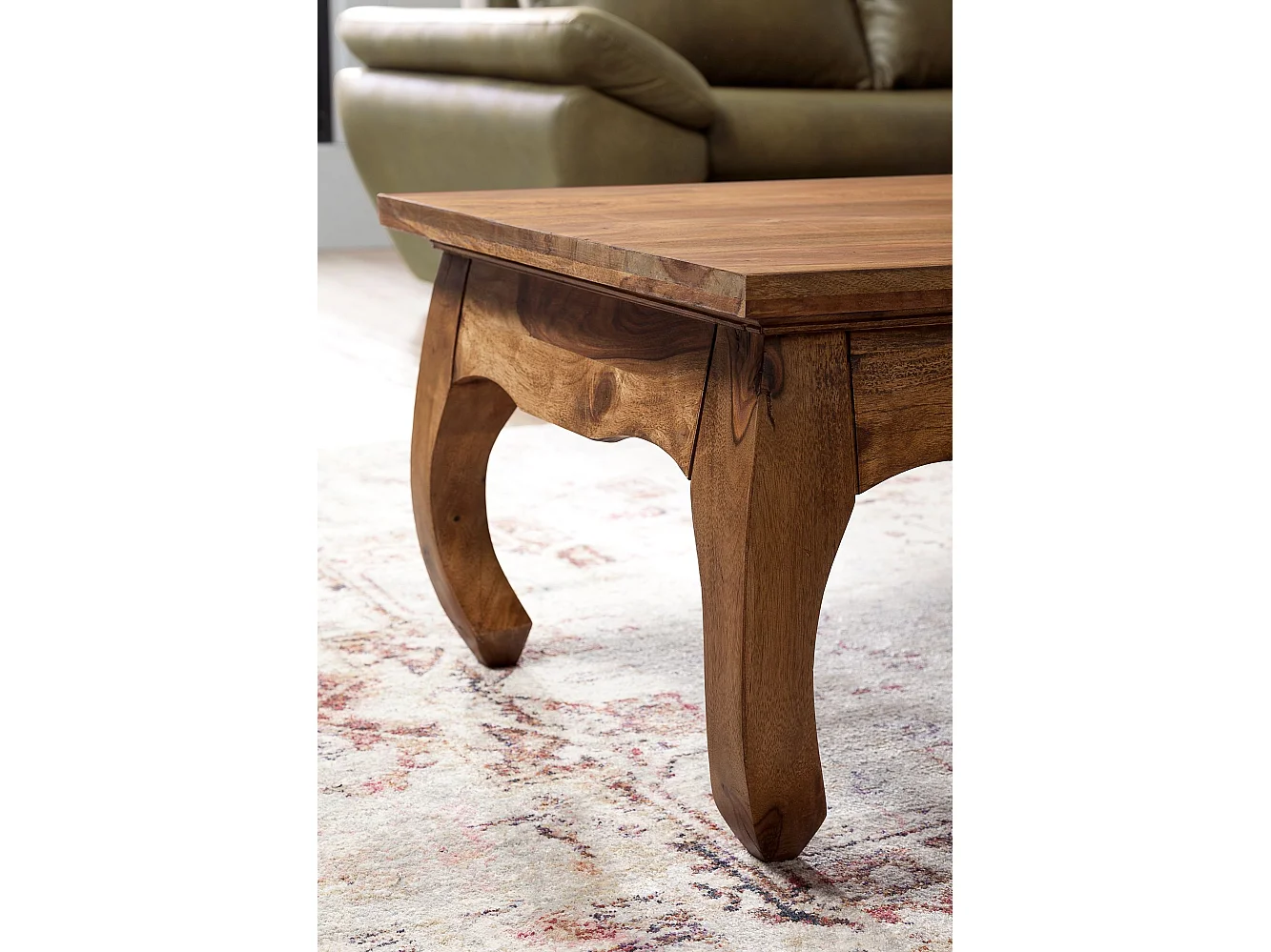 table basse en bois massif Sheesham 110 cm de large table de salon design table d'appoint de style