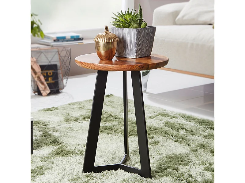 Bijzettafel Sheesham Hout Metalen Industriële bijzettafel