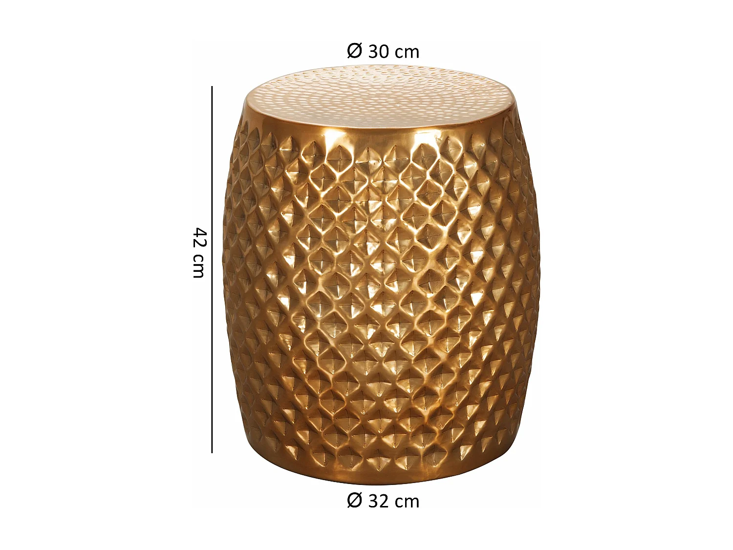 SINGING SITA 32x42x32 cm table de service en aluminium ronde orientale en or | Table basse plate