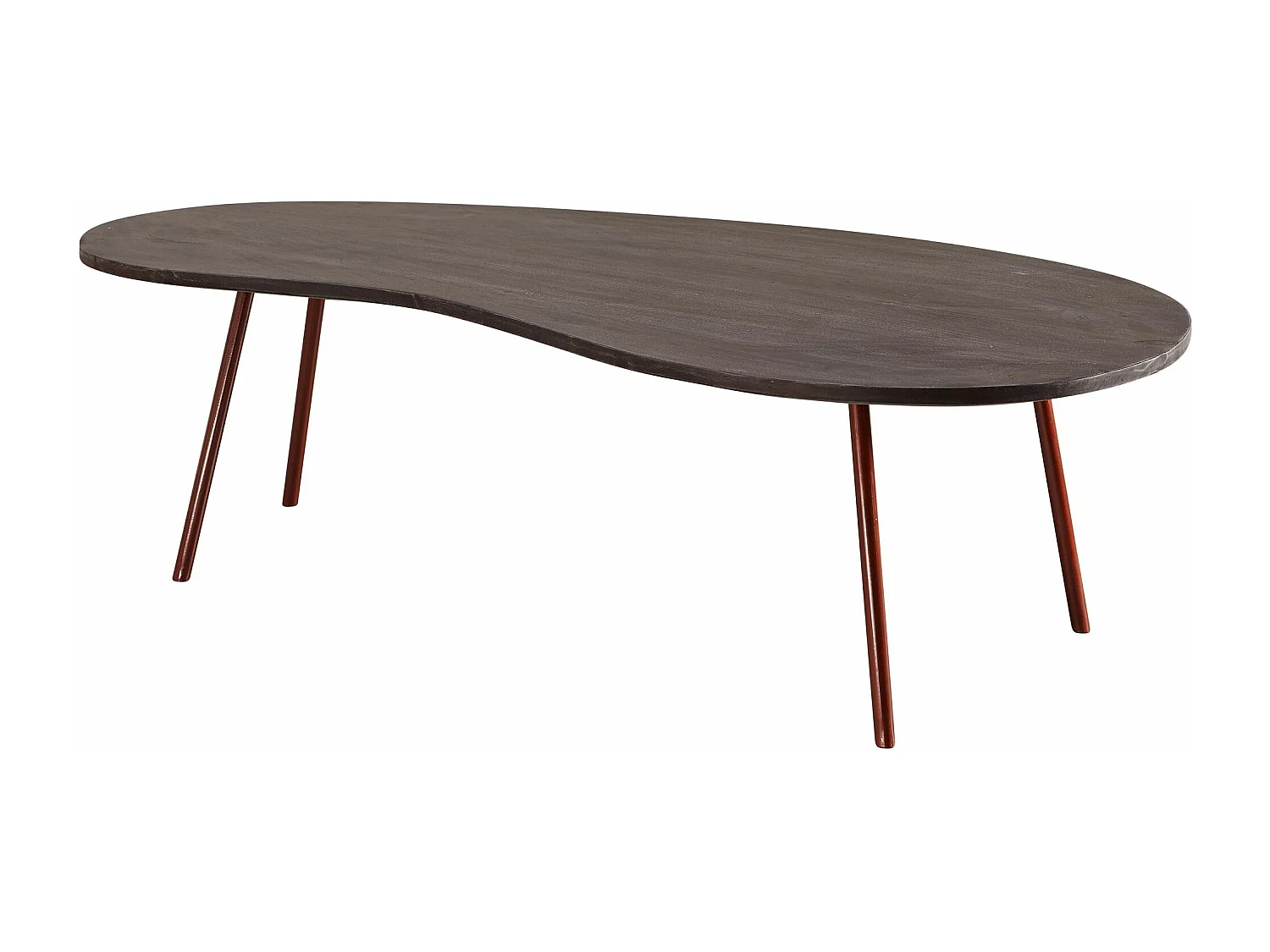 Design salontafel JAI 122x34,5x63 cm Acacia met metalen poten koper | Niertafel Massief hout Grijs