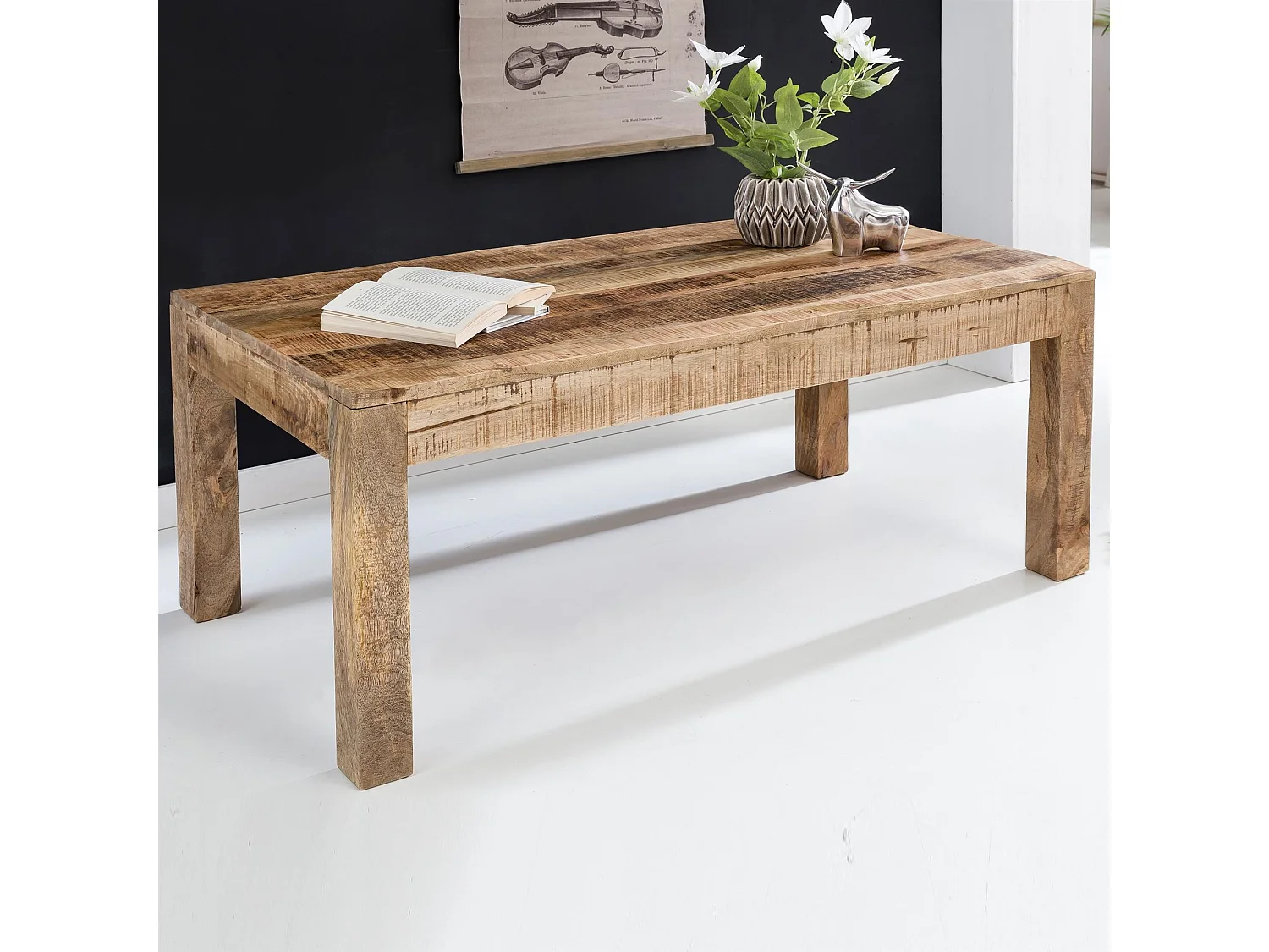 table basse RUSTICA 110 x 60 x 47 cm en bois massif Mango Nature | table basse de style rustique