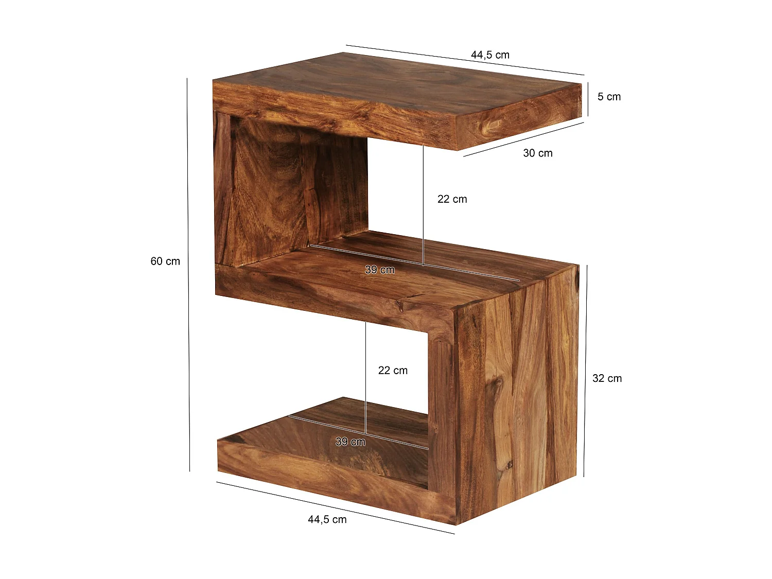 bijzettafel MUMBAI massief houten Sheesham S Cube 60cm