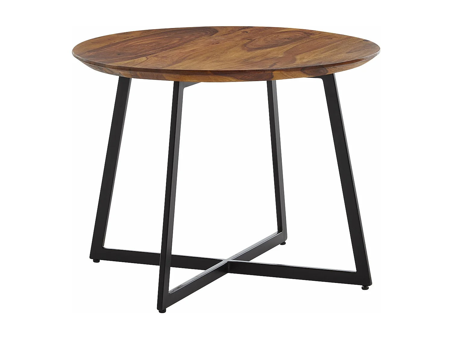 salontafel 60x60x45 cm massief sheeshamhout / metalen salontafel rond | Design salontafel salontafel massief | Kleine tafel bijzettafel woonkamer modern