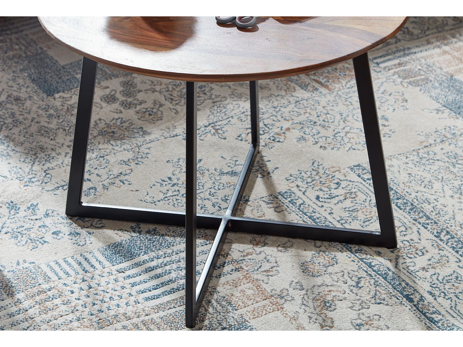 salontafel 60x60x45 cm massief sheeshamhout / metalen salontafel rond | Design salontafel salontafel massief | Kleine tafel bijzettafel woonkamer modern